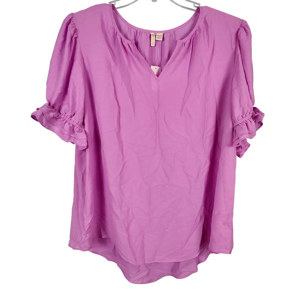 NWT Cato Womens SZ 18/20 Violet Tulle Ruffle Sleeve Blouse‎ Purple Coquette Top